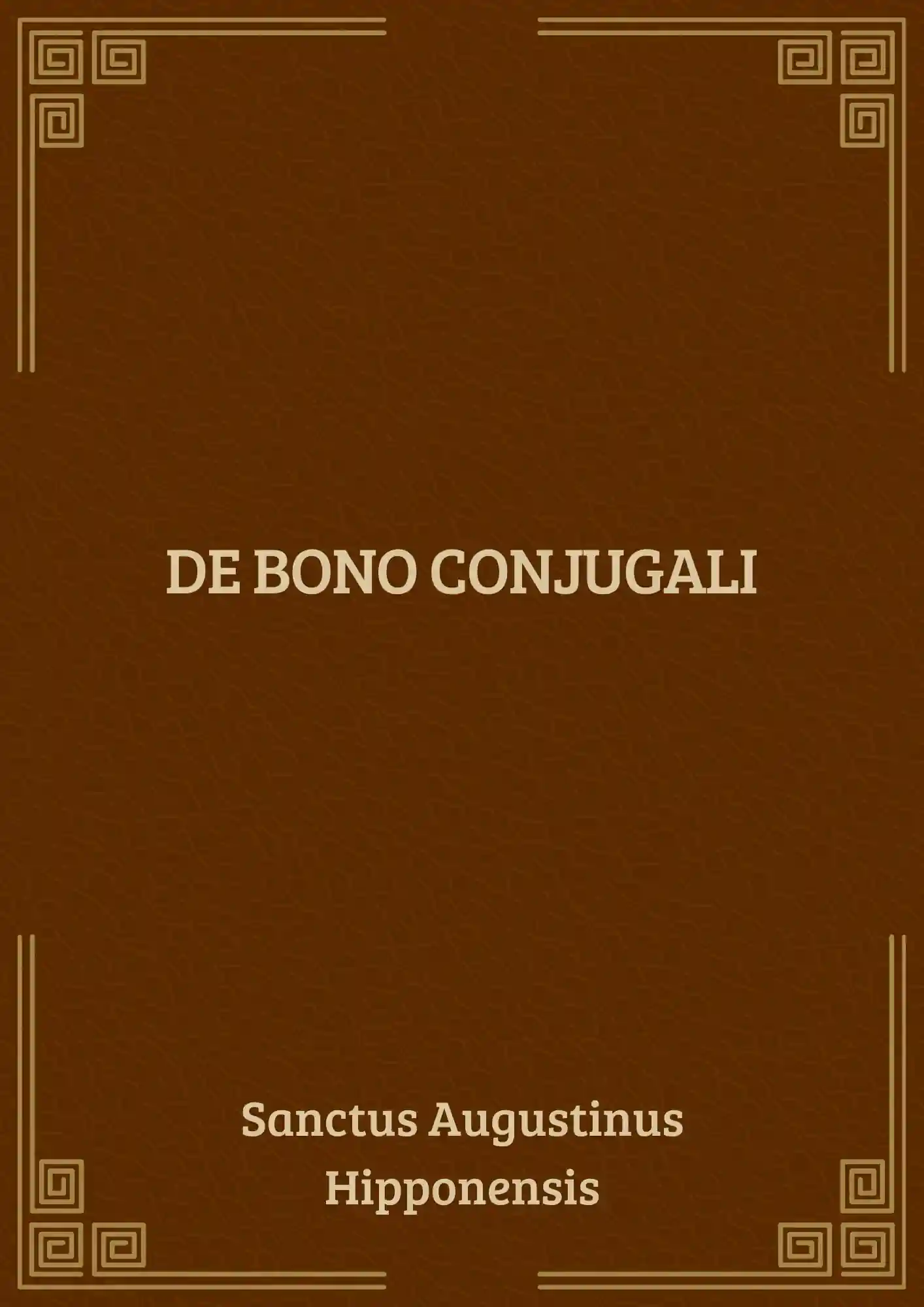 Portada del libro DE BONO CONJUGALI
